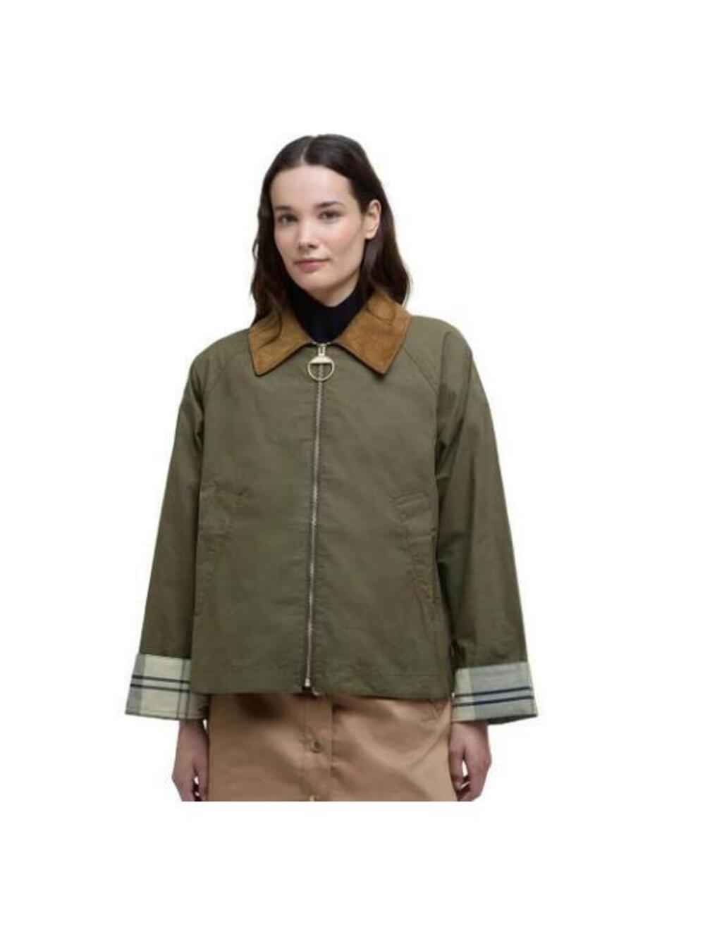 Barbour Women's Catlin Showerproof Jacket, Dusky Green/Ancient Tartan, 14